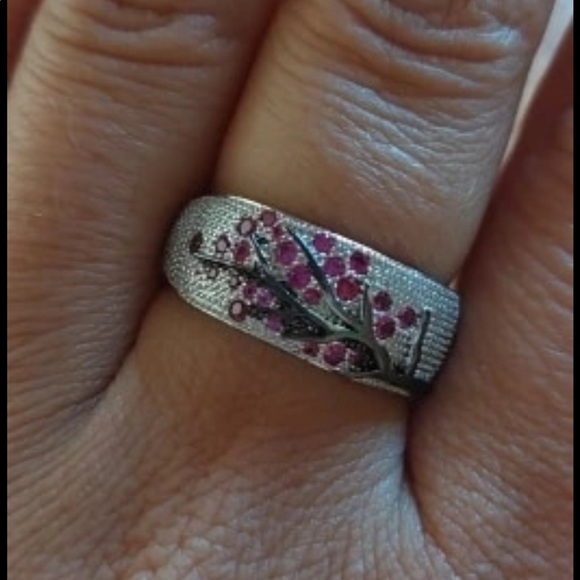 New 925 Silver Tree Branch Red Crystal Ring💍 - Picture 4 of 5